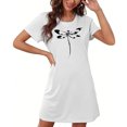 thumbnail image 4 of Mrat Pajamas pour Femmes Nuisette pour Femmes Vêtements de Nuit Manches Courtes Chemise de Nuit Décontractée Imprimée Robe de Nuit Ample Confortable Pyjama S-80 Blanc m, 4 of 7