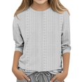 thumbnail image 1 of FAOWME T-Shirt Mode Fille Couleur Unie Col Rond Confortable Gris 3-4 Ans, 1 of 4