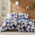 thumbnail image 1 of Regency Heights Full/Queen Size Comforter Set, Navy Blue Bedding Set for All Seasons, 3-Piece Round Geometric Print Bedding Comforter Set, 1 of 8