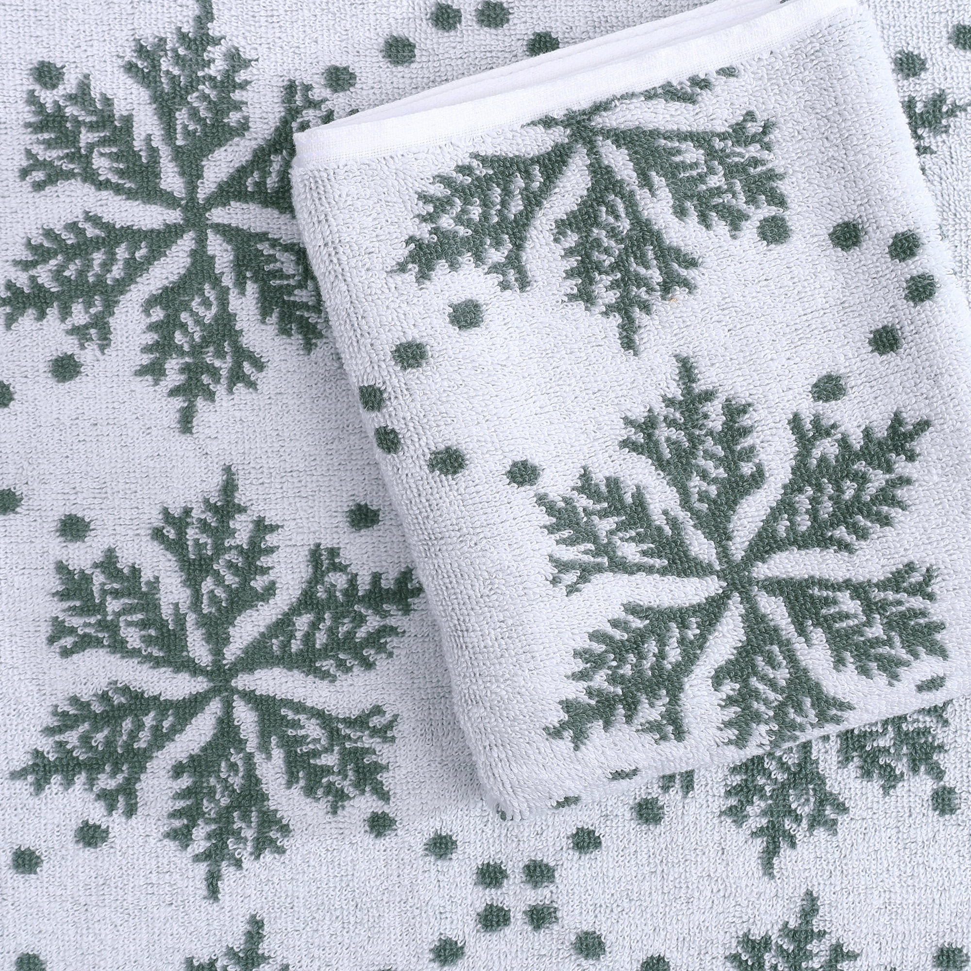 Holiday Time 100% Cotton Jacquard Hand Towels, Snowflake Pattern, 2-Piece Set, 16 x 26 in