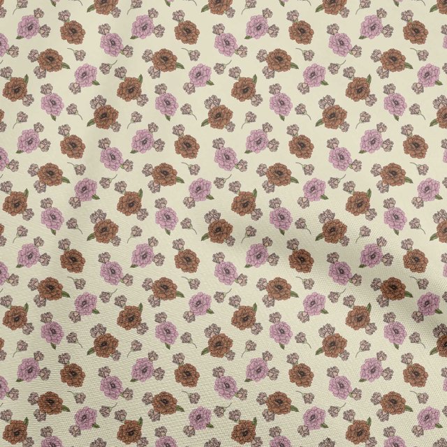 oneOone Rayon Light Beige Fabric Floral Craft Projects Decor Fabric Printed By The Yard 56 Inch Wide