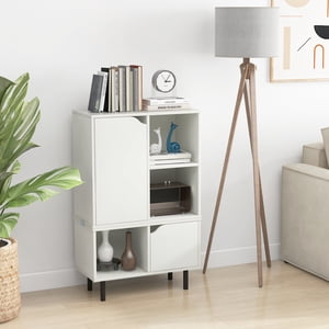 Giantex 5 Bibliothèque empilable Cube, Organisateur de rangement combiné, Cabinet avec/Table réglable