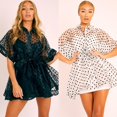 thumbnail image 1 of Robe Transparente en Maille à Pois pour Femme, Été, Mini Bikini avec Ceinture, Couvre-Maillot, 1 of 4