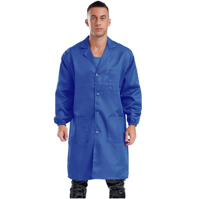 Jhaoyu Unisex Men Women Overall Dustproof Jacket Wrinkle-resistant Work Coat Dustproof Jacket Royal Blue 175