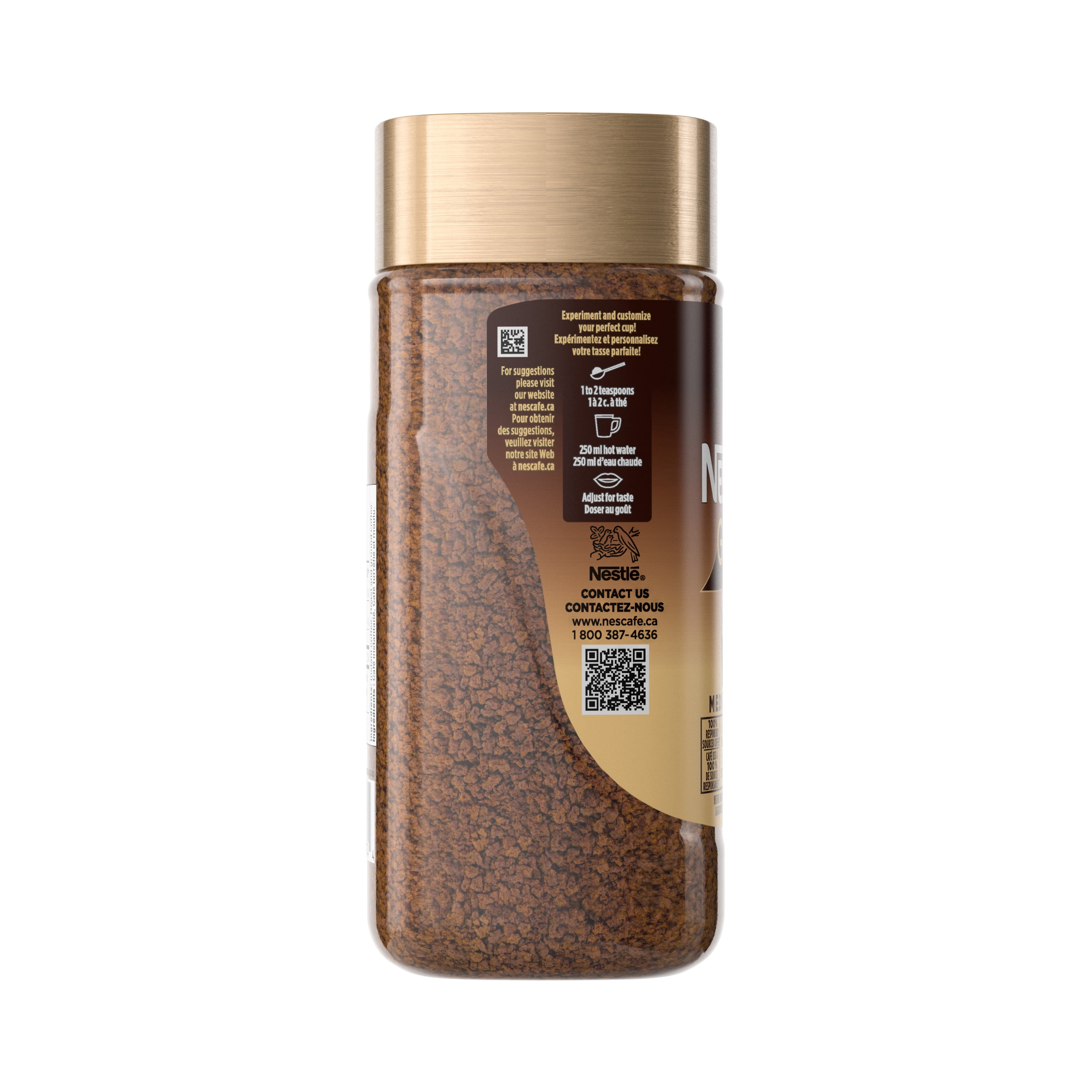 NESCAFE Café torréfié et moulu instantané de qualité supérieure GOLD, ajoutez simplement de l’eau chaude