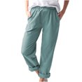 thumbnail image 2 of Mikilon Women Casual Solid Color Pockets Elastic Waist Comfortable Straight Pants, 2 of 5