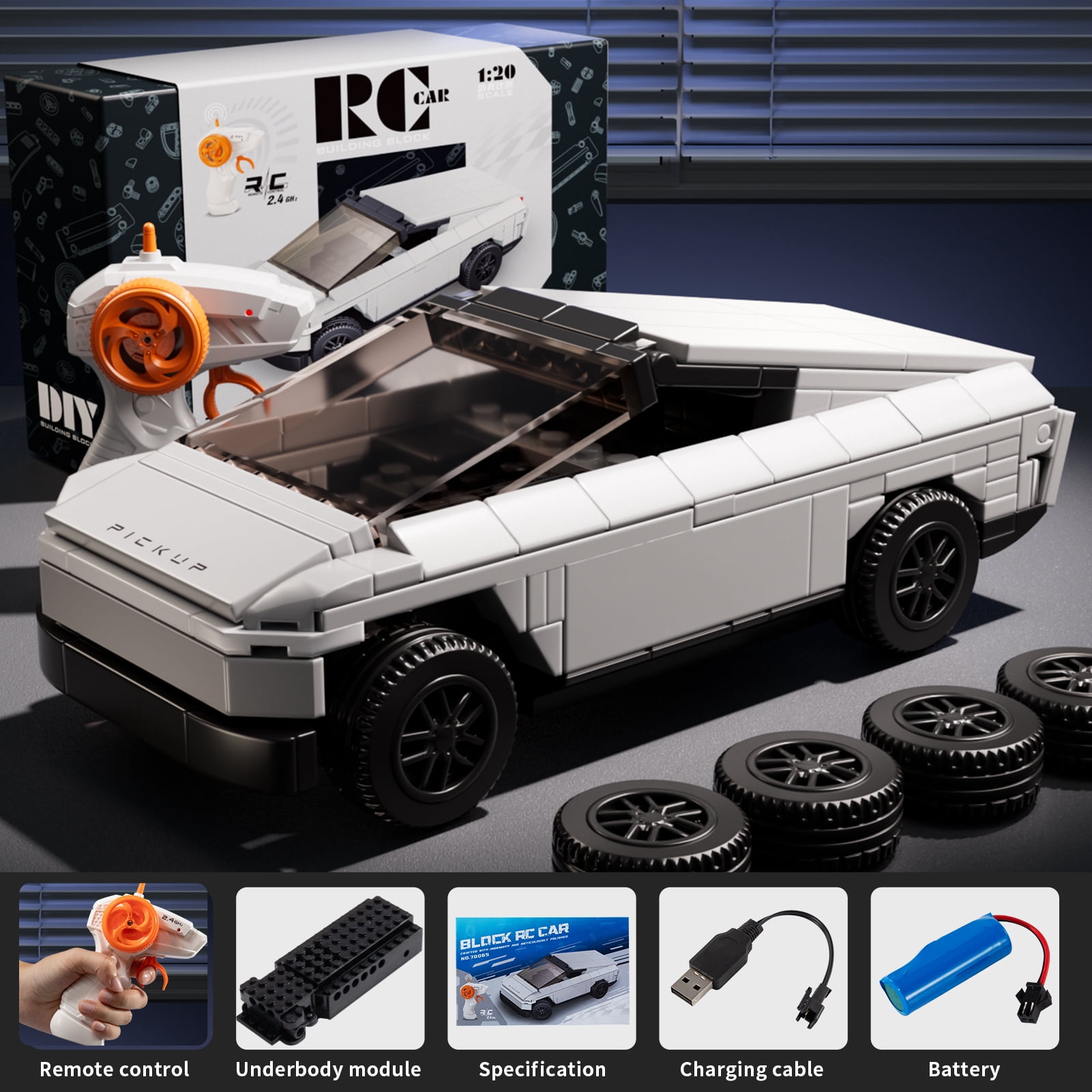 Pickup Truck Building Set, 1:20 Scale 242 PCS Building Blocks, Car Building Blocks Collectible Contruction Gift for Teens and Adult, Christmas Birthday Gifts for Boys Kids 4 5 6 7 years