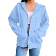 thumbnail image 1 of Mgmyaa Chandail pour Femmes Mode Couleur Unie à Capuche avec Poche Manches Raglan Manches Longues Veste à Fermeture Éclair, 1 of 6