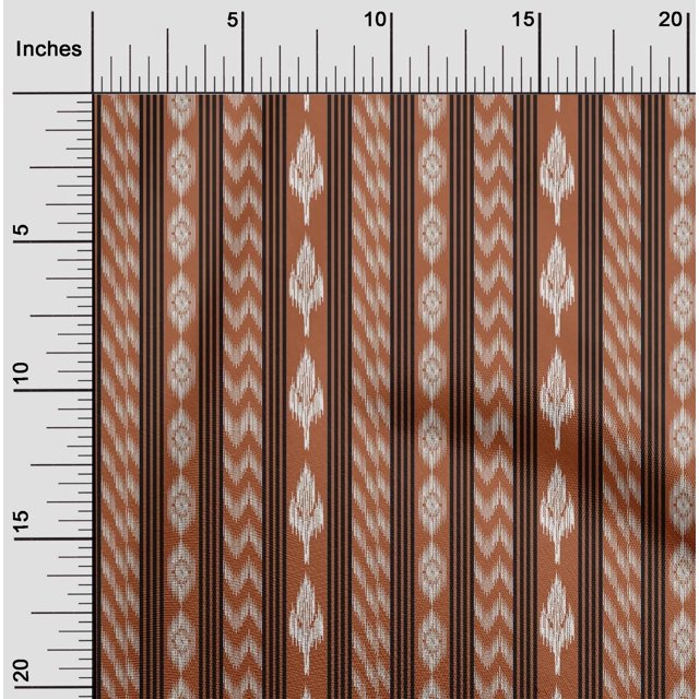 oneOone Georgette Viscose Tissu Imprimé à Rayures Ikat par Yard 42 Pouces de Large