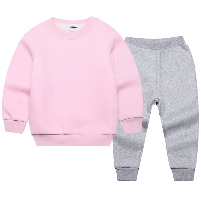 Baby Boy Outfits Active 2 Piece Sweatshirt Sweatpants Basic Solid Jogger Pants Baby Boy Clothes Black 6-7 Years