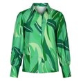 thumbnail image 3 of IROINID Dégagement Femmes Long Sleeve V-Cou Shirts Été Imprimer Bouton Rabattable Col Tops Blouse Pull-Over, Menthe Green, 3 of 7