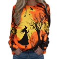 thumbnail image 1 of Tops For Womens Print O Neck Sweatshirt  Neck Fit Pullover Tops Comfortable Long Sleeve Workout Shirts Loose Blouse, 1 of 4