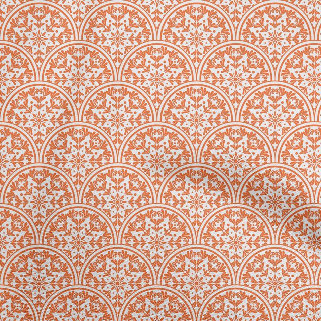 oneOone Silk Tabby Orange Fabric Mosaic Craft Projects Decor Fabric Printed By The Yard 42 Inch Wide