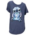thumbnail image 1 of Lilo and Stitch Blue Heather Front Print Junior's Tunic T-Shirt-2XLarge, 1 of 4