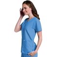 thumbnail image 1 of Landau Women's Essentials Snap Front Scrub Top, Classic Relaxed Fit, V-Neck, 4 Pockets, 1 of 6