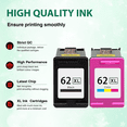 thumbnail image 5 of 62XL Ink Cartridges for HP 62 Ink Cartridges for HP Printer Ink 62 for HP Envy 7640 5660 5540 7645 OfficeJet 5740 8040 OfficeJet 200 250 Printer (2 Pack), 5 of 5