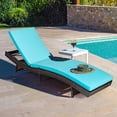 thumbnail image 3 of Costway Patio Rattan Folding Lounge Chair Chaise Adjustable W/Turquoise Cushion, 3 of 10