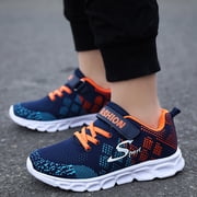 PMVFHDE Boys Sneakers Boys Girls Shoes Kids Tennis Athletic Running Walking Lightweight Sneakers For Little/Big Kid Breathable Mesh Sport Shoes Boy Clothes Dark Blue，35