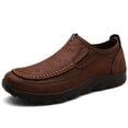 thumbnail image 4 of Mens Walking Shoes Simplicity Hand Sewn Thread Slip on Breathable Comfortable Soft Sole Driving Outdoor Leather Shoes Coffee, 4 of 4