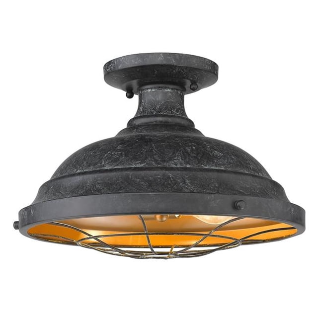 Golden Lighting 7312-SF BP Bartlett Semi-Flush Ceiling Light, Damp