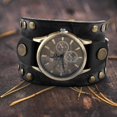 thumbnail image 4 of Langgg Bracelets de Montre à Aiguilles en Cuir PU Largeur 5,2 cm Bracelet Cadran Noir Dia 4 cm, 4 of 6