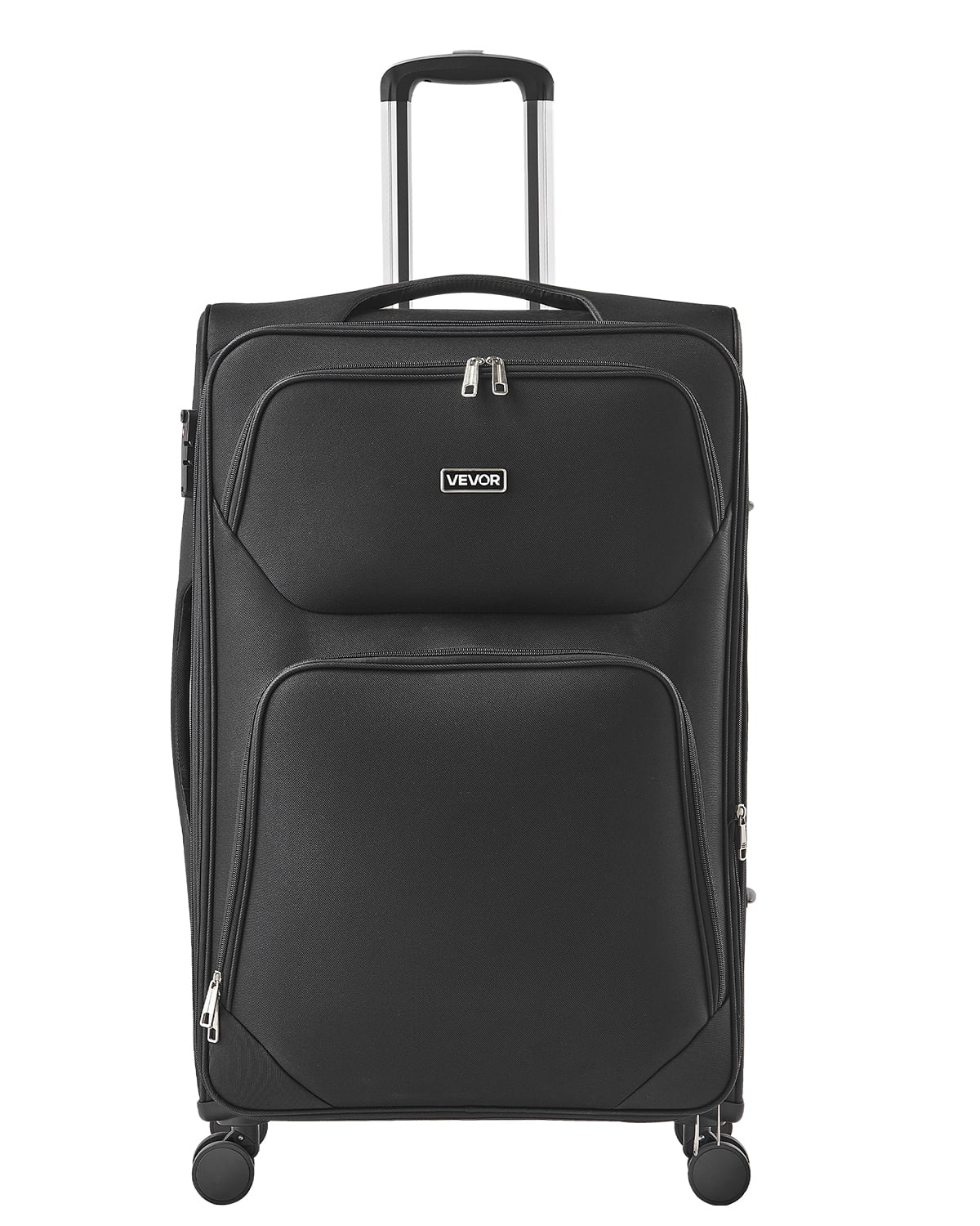 VEVOR 28-Inch Softside Expandable Luggage with Spinner Wheels Checked Suitcase Black