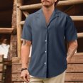 thumbnail image 2 of BOBOGOJP Chemise Homme Manches Courtes Boutonnée avec Poche, Gris Foncé L, 2 of 5