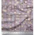 thumbnail image 1 of Soimoi Purple Cotton Voile Fabric Check & Floral Decor Fabric Printed BTY 42 Inch Wide, 1 of 3