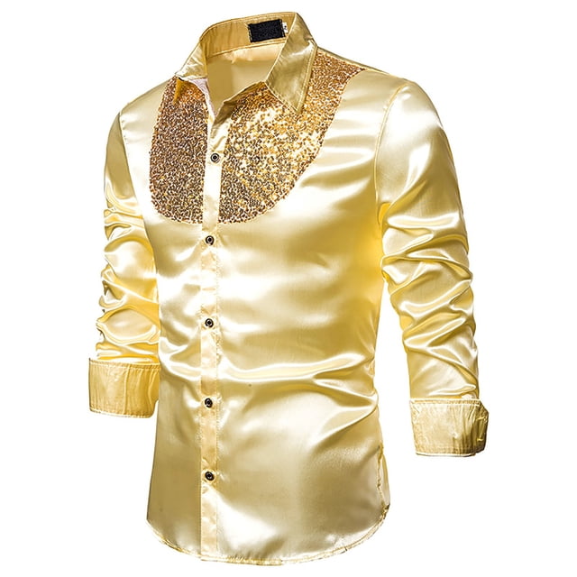 Chemise à Manches Longues pour Homme Chemise à Paillettes Décontractée de Mode Automne et Hiver pour Homme Haut à Manches Longues