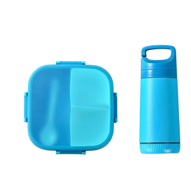 Square Lunch Box with Drink Mug Set Leakproof Microwaveable Meal Kit Compact Campus Food Container