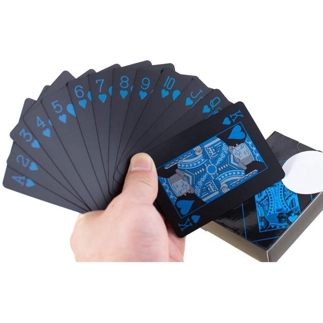 Geer Enterprise Premium Plastic Pvc Playing Cards Black Color For Adults - Highly Flexible, Durable Playing Cards With Great Slip & Design | Waterproof Playing Cards, 52+2 Cards