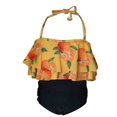thumbnail image 1 of Faithtur Family Matching Swimsuit, Orange Print Sleeveless Bikini Set Swimming Trunks Bathing Suit, 1 of 6