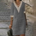 thumbnail image 1 of Weiqiqre Robes de Cocktail pour Femmes, Robe d'Été Décontractée pour Femmes à Col en V, Couleur Unie, Manches Courtes, 1 of 5