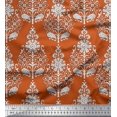 thumbnail image 1 of Soimoi Modal Satin Fabric Leaves & Floral Block Print Fabric by The Yard 42 Inch Wide, 1 of 3