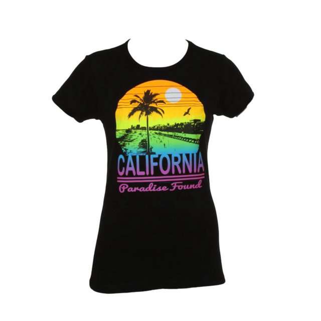 Cali T-Shirt à Manches Courtes pour Femmes Pride - Paradis Trouvé - Grand Noir
