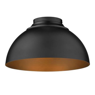 Golden Lighting 6956-FM BLK-BLK Zoey Flush Mount, Matte Black