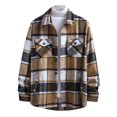 thumbnail image 1 of DPTALR Men Casual Turndown Long Sleeve Plaid Long-sleeve Button-down With Pockets Shirt, 1 of 6