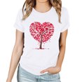 thumbnail image 1 of RKSTN Hauts pour Femmes 2024 Nouvelle Mode Printemps Été Col Rond Manches Courtes Hauts Saint-Valentin Cœur d'Amour Imprimé Couleur Unie Décontracté Ample Blouse Hauts, 1 of 4
