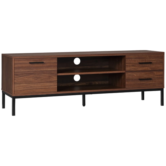 HOMCOM Meuble Télé pour Télé jusqu'à 50 Pouces, Meuble Télé avec Porte, Tiroirs