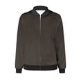 thumbnail image 5 of Liquidation d'Économies d'Été! Veste Bomber de Baseball Zippée à Poches Unie Décontractée pour Femmes, 5 of 5
