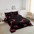 thumbnail image 2 of Ensemble de Literie à Imprimé Nid d'Abeilles Rose et Rouge pour Lit Simple pour Garçons Filles, Ensembles de Couette Géométriques Ruche, Ensembles de Literie à Motif Hexagonal Noir, Insert de Couette Géométrie, Courtepointe à Carreaux Abstraite Moderne, 2 of 5
