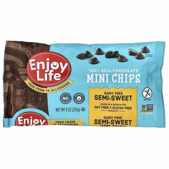 Enjoy Life Foods, Mini Pépites de Chocolat 100 % Réelles, Mi-Sucrées, 9 oz (255 g)