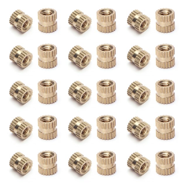 Wekity M3x5mm Female Thread Knurled Nuts,Hx5mm OD Brass Threaded Insert Embedment Nuts Hydraulic Welded Joint Injection Molding Assortment Kit for 3D Printing Injection Molding 30PCS-0621