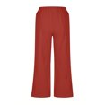thumbnail image 5 of Yuyuzo Wide Leg Pants for Women High Waist Cotton Linen Drawstring Ruched Solid Color Boho Beach Trousers, 5 of 5
