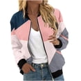 thumbnail image 1 of Jamicy Veste Légère Femme Cadeau pour Femme Blouson Bomber pour Femme Léger à Fermeture Éclair Manches Longues Veste Décontractée Tendance Patchwork à Blocs de Couleur Manteau de Sport, 1 of 5
