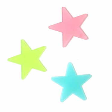yulier 100 Pcs Colorful Glow in The Dark Stars for Ceiling, Fluorescent Noctilucent Plastic Stars Wall Stickers Murals Decals for Kids Boys Girls Bedroom Decor, Wall Room Decor for Birthday