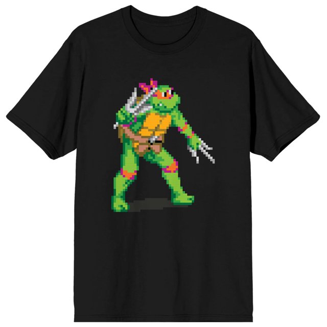 Teenage Mutant Ninja Turtles Raphael Pixelated Design Black T-shirt
