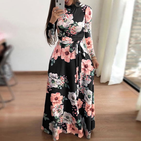 FcBaudy Skirts for Women, Midi Dresses for Women, Summer Dresses for Women Women Fashion Casual Printed Tie Long Skirt Dress Women Dress