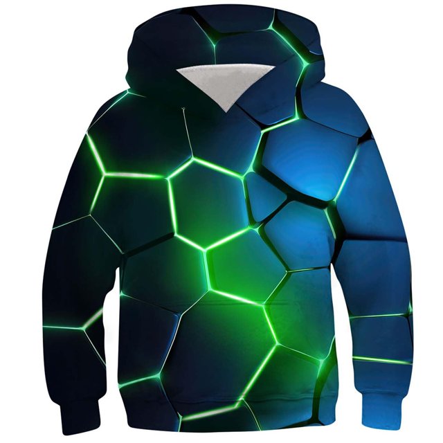 RXIRUCGD Chemise pour Enfants à Manches Longues T-shirt Imprimé Col Rond Cool Garçon Sweat à Capuche (Vert, Taille : 5 Ans)