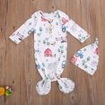 thumbnail image 3 of Xingqing 2PCS Newborn Infant Baby O-Neck Floral Cartoon Print Sleeping Pocket Round Hat, 3 of 8